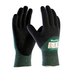 image of PIP ATG MaxiFlex Cut 34-8753 Green/Black Large Cut & Puncture-Resistant Gloves - ANSI A2 Cut Resistance - Nitrile Foam Full Coverage Except Cuff Coating - 9.3 in Length - 34-8753/L