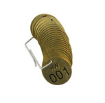 Brady 23276 Black on Brass Circle Brass Numbered Valve Tag with Header Numbered Valve Tag with Header - 1 1/2 in Dia. Width - Print Number(s) = 1 to 25 - B-907