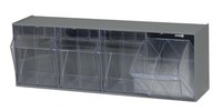 image of Quantum Storage QTB304GY Tip Out Bin Cabinet - Plastic - Gray - 23 5/8 in x 6 5/8 in x 8 1/8 in - 03461