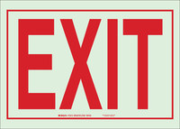 image of Brady Bradyglo B-324 Polyester Rectangle Green Exit Sign - 10 in Width x 7 in Height - Glow in the Dark - 80215