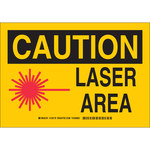 image of Brady B-555 Aluminum Rectangle Yellow Laser Hazard Sign - 10 in Width x 7 in Height - 129174