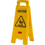 image of Brady High Density Polypropylene V Shape Yellow Floor Stand Sign x 24.5 in Height - 104810, 92093