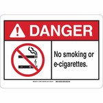 image of Brady B-120 Fiberglass Rectangle White No Smoking Sign - 14 in Width x 10 in Height - 143494