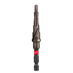 image of Milwaukee SHOCKWAVE 3/16 - 1/2 in Impact-Duty Step Drill Bit 48-89-9242 - 3.679 in Overall Length - 2.044 in Flute - Titanium Aluminum Nitride (TiAIN) Coated