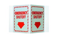image of Brady Acrylic Shutoff Location Sign 49370 - Printed Text = EMERGENCY SHUTOFF - Unitized - English - 9 in Width - 6 in Height - 754476-49370