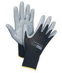 image of Sperian Pure Fit 375 Black/Gray Large Nylon Work Gloves - Nitrile Palm & Fingers Coating - Smooth Finish - 375-L