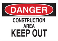 image of Brady B-302 Polyester Rectangle White Construction Site Sign - 14 in Width x 10 in Height - Laminated - 60571