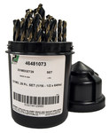 image of Precision Twist Drill 321MDSET Mechanics Length Drill Set 6481073 - Right Hand Cut - Split 135° Point - Steam Tempered/Bronze Finish - High-Speed Steel