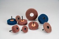 image of Standard Abrasives Buff and Blend 880916 GP A/O Aluminum Oxide AO Buffing Wheel - Very Fine Grade - 5 in Diameter - 1/4 in Center Hole - Shaft Attachment - 35846