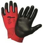 image of West Chester Zone Defense 701CRPB Black/Red Medium Cut Resistant Gloves - ANSI A1 Cut Resistance - Polyurethane Palm Only Coating - 9 in Length - 701CRPB/M