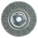 image of Weiler Wolverine 36204 Wheel Brush - 6 in Dia - Crimped Steel Bristle