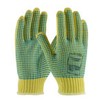 image of PIP Kut Gard 08-K350PDD Blue/Yellow Small Cut-Resistant Gloves - ANSI A3 Cut Resistance - PVC Dotted Both Sides Coating - 9 in Length - 08-K350PDD/S