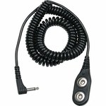 Desco Jewel Wrist Strap Single Conductor Coiled ESD Grounding Cord - 6 ft Length - 4 mm Snap - 09160