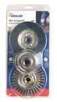 image of Weiler Abrasive Brush Set - Medium Grade(s) Included - Threaded Arbor Attachment - 5/8 in Center Hole - 0.02 in Bristle Diameter - 13001