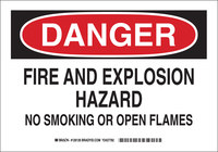 image of Brady B-555 Aluminum Rectangle White Explosives Warning Sign - 10 in Width x 7 in Height - 128124