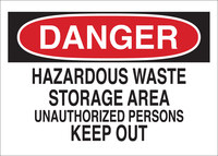 image of Brady B-401 Polystyrene Rectangle White Hazardous Material Sign - 10 in Width x 7 in Height - 22101