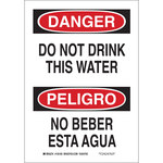 image of Brady B-555 Aluminum Rectangle White Water Sanitation Sign - 7 in Width x 10 in Height - Language English / Spanish - 125181