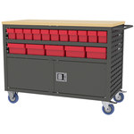 image of Akro-Mils MA4824CLD2RED Louvered Shelf Cart - 800 lbs Capacity - Charcoal - Steel - MA4824CLD2 RED