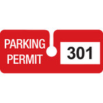 image of Brady Red Vinyl Pre-Printed Vehicle Hang Tag - 4 3/4 in Width - 2 in Height - 96291 Numbered range for this particular product is 301 to 400.