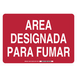 image of Brady B-401 High Impact Polystyrene Rectangle Red Smoking Area Sign - 14 in Width x 10 in Height - Language Spanish - 38975