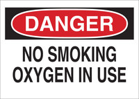 image of Brady B-302 Polyester Rectangle White No Smoking Sign - 10 in Width x 7 in Height - Laminated - 88382