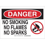 image of Brady B-555 Aluminum Rectangle White No Smoking Sign - 10 in Width x 7 in Height - 131731