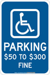 image of Brady B-555 Aluminum Rectangle Blue Disabled Parking & Building Access Sign - 12 in Width x 18 in Height - 127467