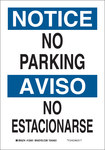 image of Brady B-555 Aluminum Rectangle White Parking Restriction, Permission & Information Sign - 7 in Width x 10 in Height - Language English / Spanish - 125049