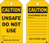 image of Brady 86430 Black on Yellow Polyester / Paper Equipment Safety Tag - 3 in Width - 5 3/4 in Height - B-837