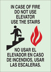 image of Brady Bradyglo B-347 Polyester / Polystyrene Rectangle Green In Case Of Fire Sign - 10 in Width x 14 in Height - Language English / Spanish - 90949