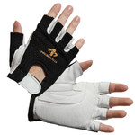 image of Impacto 410-30 RH Black/White Medium Leather/Nylon/Visco-Elastic Polymer Work Glove - 41030110032