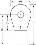image of 3M Scotchlok M4-10RX Yellow Brazed Non-Insulated Brazed Ring Terminal - 1.34 in Length - 0.68 in0.68 in Wide - 0.28 in Inside Diameter - #10 Stud - 58992