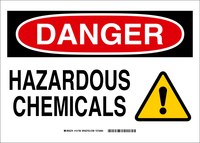 image of Brady B-555 Aluminum Rectangle White Hazardous Material Sign - 10 in Width x 7 in Height - 131763