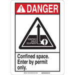 image of Brady B-401 Polystyrene Rectangle White Confined Space Sign - 10 in Width x 14 in Height - 45050
