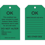 image of Brady 89017 Black on Green Polyester / Paper Scaffold Tag - 4 in Width - 7 in Height - B-837