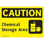 image of Brady Vinyl Rectangle Yellow Chemical Storage Sign - 10 in Width x 7 in Height - 102459