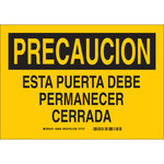 image of Brady B-401 Polystyrene Rectangle Yellow Door Sign - 14 in Width x 10 in Height - Language Spanish - 38836