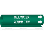 Brady 5725-O White on Green Polyester Water Wrap-Around Pipe Marker - 1/2 in Character Height with Right Arrow - B-689