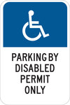 image of Brady B-555 Aluminum Rectangle White Disabled Parking & Building Access Sign - 12 in Width x 18 in Height - 123885