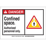 image of Brady B-401 Polystyrene Rectangle White Confined Space Sign - 10 in Width x 7 in Height - 21866