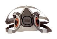 image of 3M 6000 Series 6100 Gray Small Thermoplastic Elastomer Half Mask Facepiece Respirator