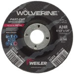 image of Weiler Wolverine Surface Grinding Wheel 56464 - 4-1/2 in - Aluminum Oxide - 24 - R