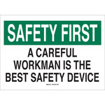 image of Brady B-302 Polyester Rectangle White Safety Awareness Sign - 10 in Width x 7 in Height - Laminated - 88830