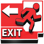 image of Brady B-819 Vinyl Square Red Exit Sign - 17 in Width - Self-Adhesive