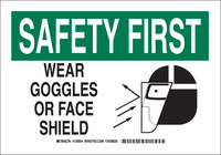 image of Brady B-555 Aluminum Rectangle White PPE Sign - 10 in Width x 7 in Height - 128952