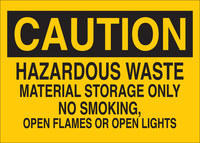 image of Brady B-401 Polystyrene Rectangle Yellow Hazardous Material Sign - 10 in Width x 7 in Height - 22707