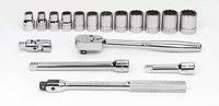 image of Williams JHWMSB-17FTB 12 Point Shallow Socket Set - 3/8 in Drive - Shallow Length - 32328