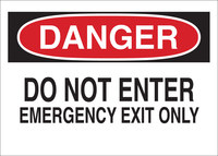 image of Brady B-401 High Impact Polystyrene Rectangle White Emergency Exit Sign - 10 in Width x 7 in Height - 22083