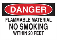 image of Brady B-120 Fiberglass Reinforced Polyester Rectangle White Flammable Material Sign - 14 in Width x 10 in Height - 73412