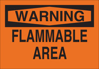 image of Brady B-401 Polystyrene Rectangle Orange Flammable Material Sign - 10 in Width x 7 in Height - 25690